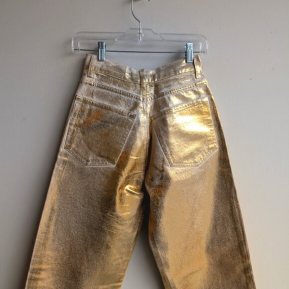 Zara gold metallic limited edition high rise boyfriend jeans - Picture 8 of 9